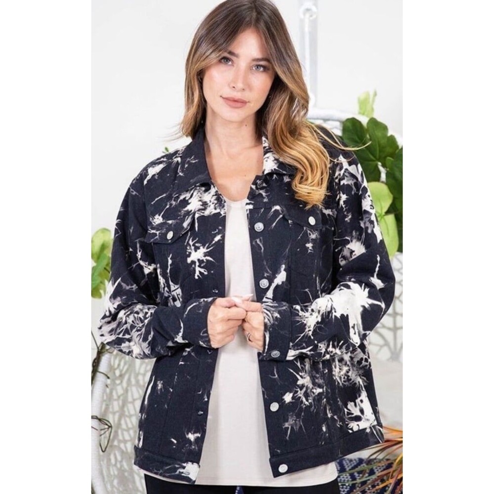 LIKE LOVE Shacket LIKELOVE jacket tie-dye tyedye tiedye stretchy button down NEW